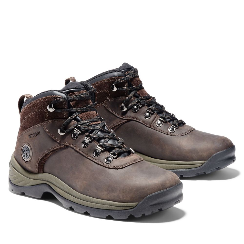 Timberland Παπούτσια Πεζοπορίας Ανδρικα Βαθυ Καφε - Flume Mid Waterproof - Greece 7608251-TE